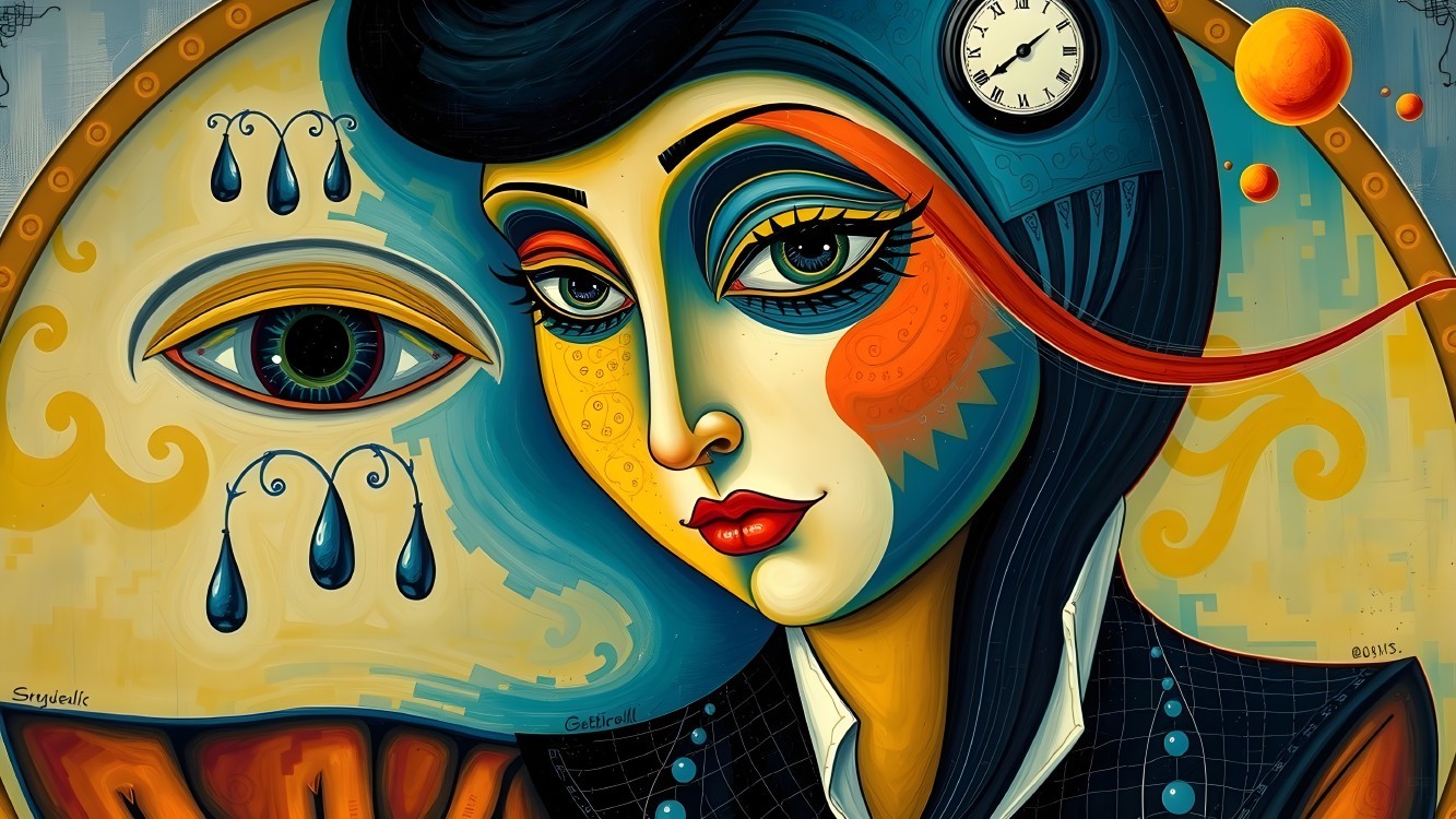 Stylized Portrait of a Woman with Vibrant Colors