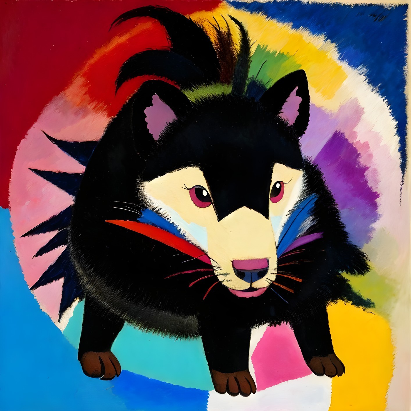 Colorful Abstract Dog Painting with Bold Strokes