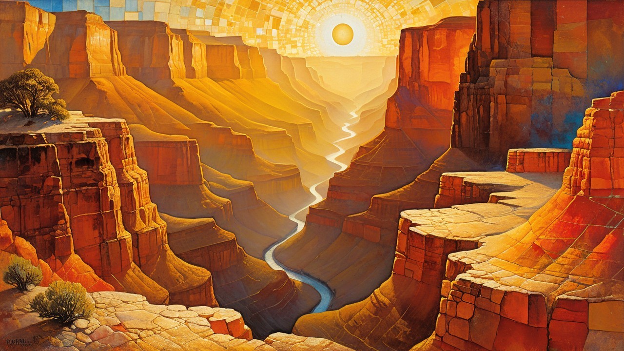 Majestic Canyon Landscape with Warm Sunrise Hues