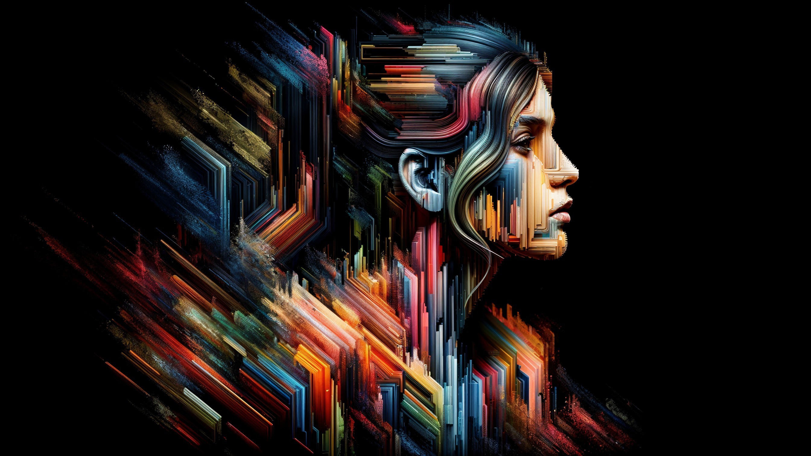 Stylized Profile of a Woman with Vibrant Colors