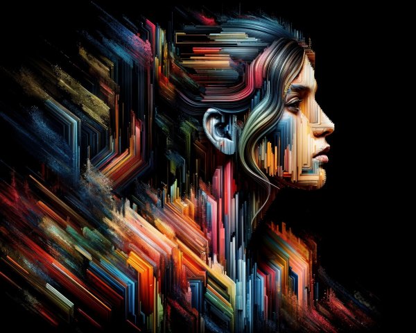 Stylized Profile of a Woman with Vibrant Colors