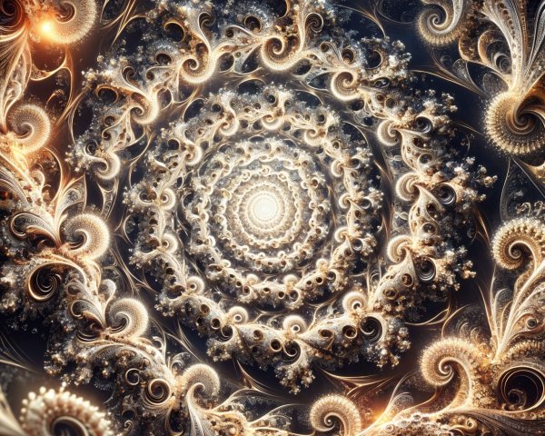 Intricate Fractal Design with Golden and Dark Tones