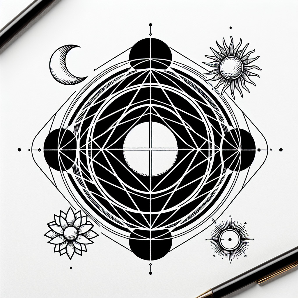 Symmetrical Black and White Geometric Mandala Design