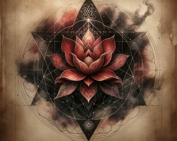 Lotus Flower with Geometric Pattern and Earthy Background