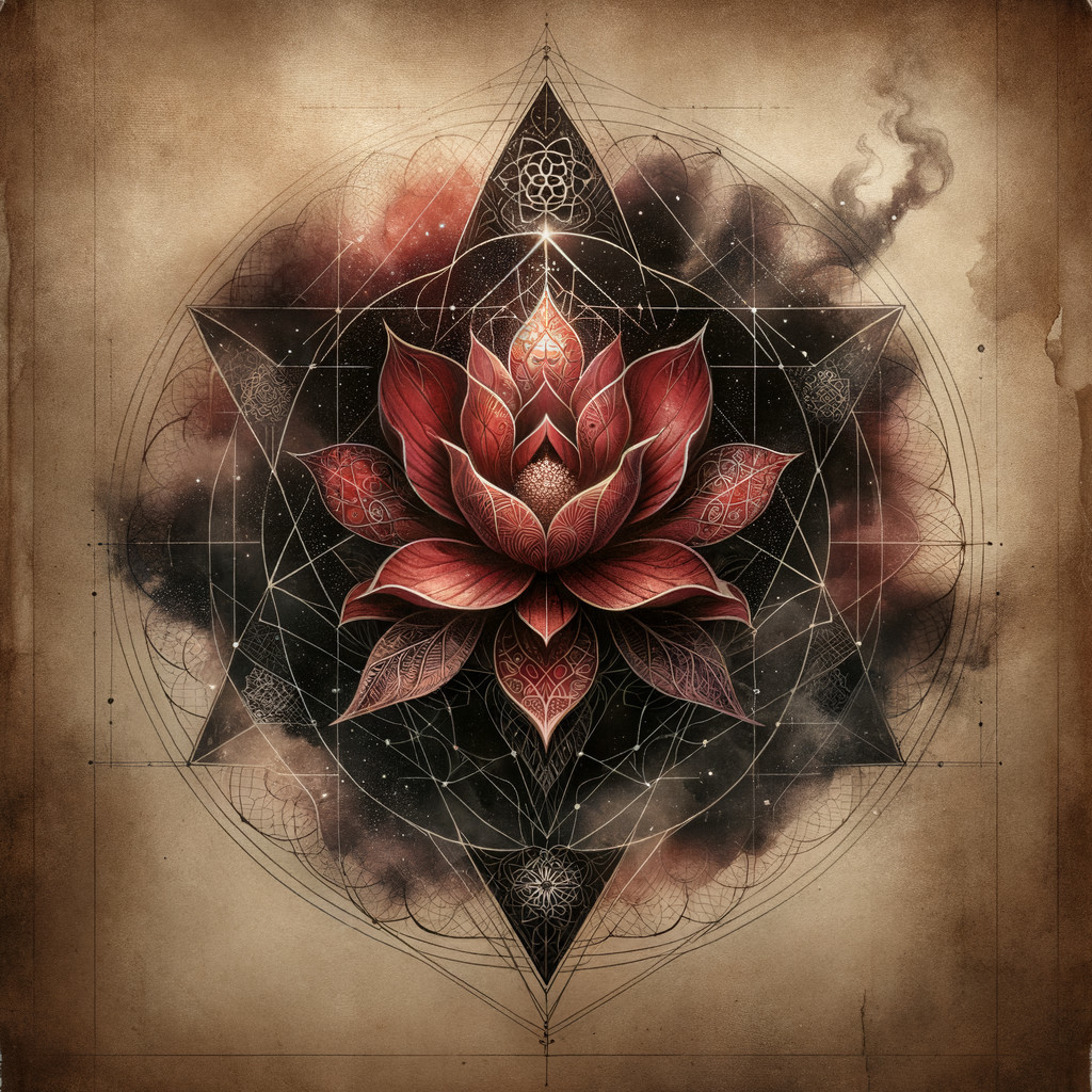 Lotus Flower with Geometric Pattern and Earthy Background