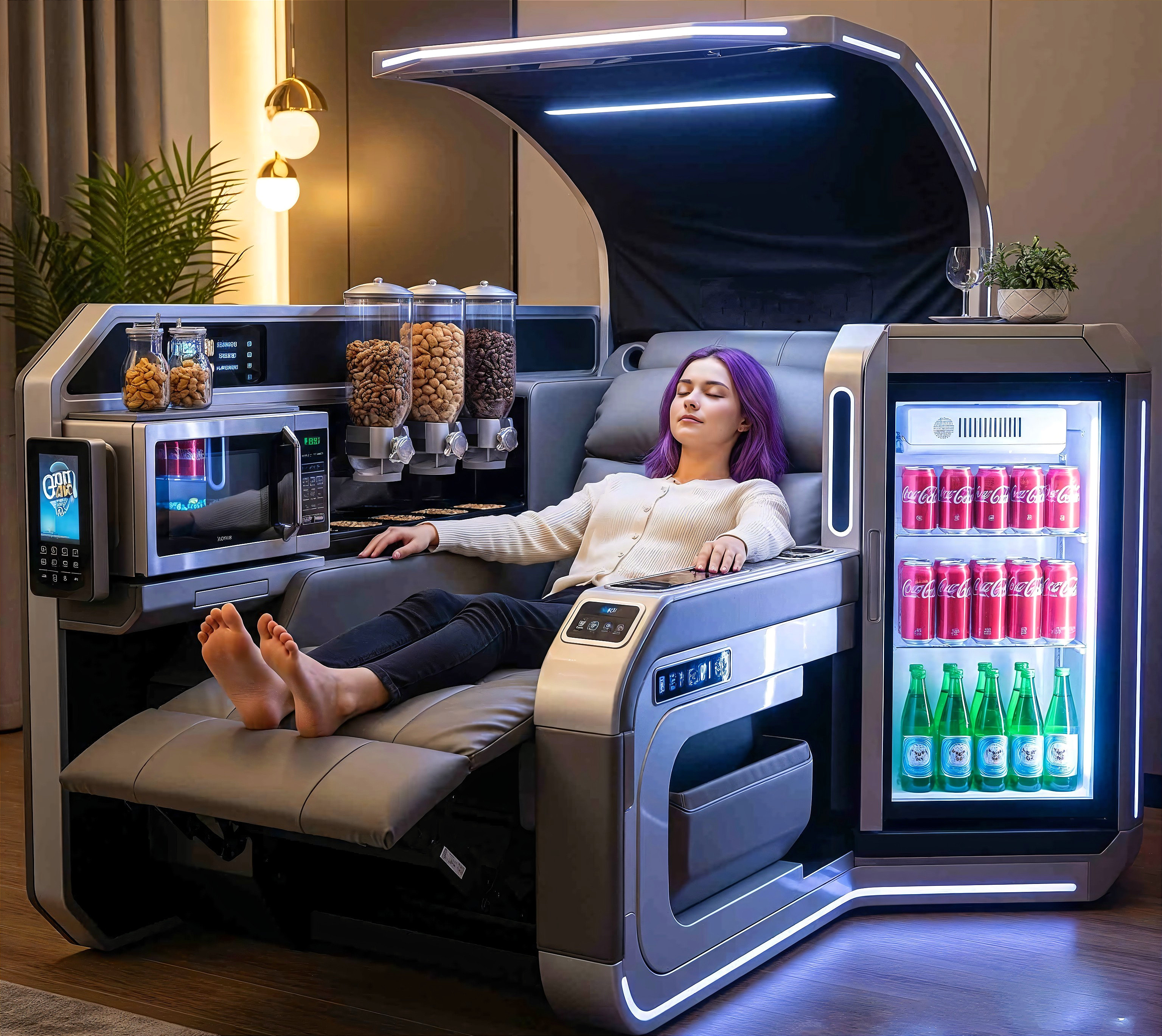High-Tech Luxury Relaxation Pod with Amenities