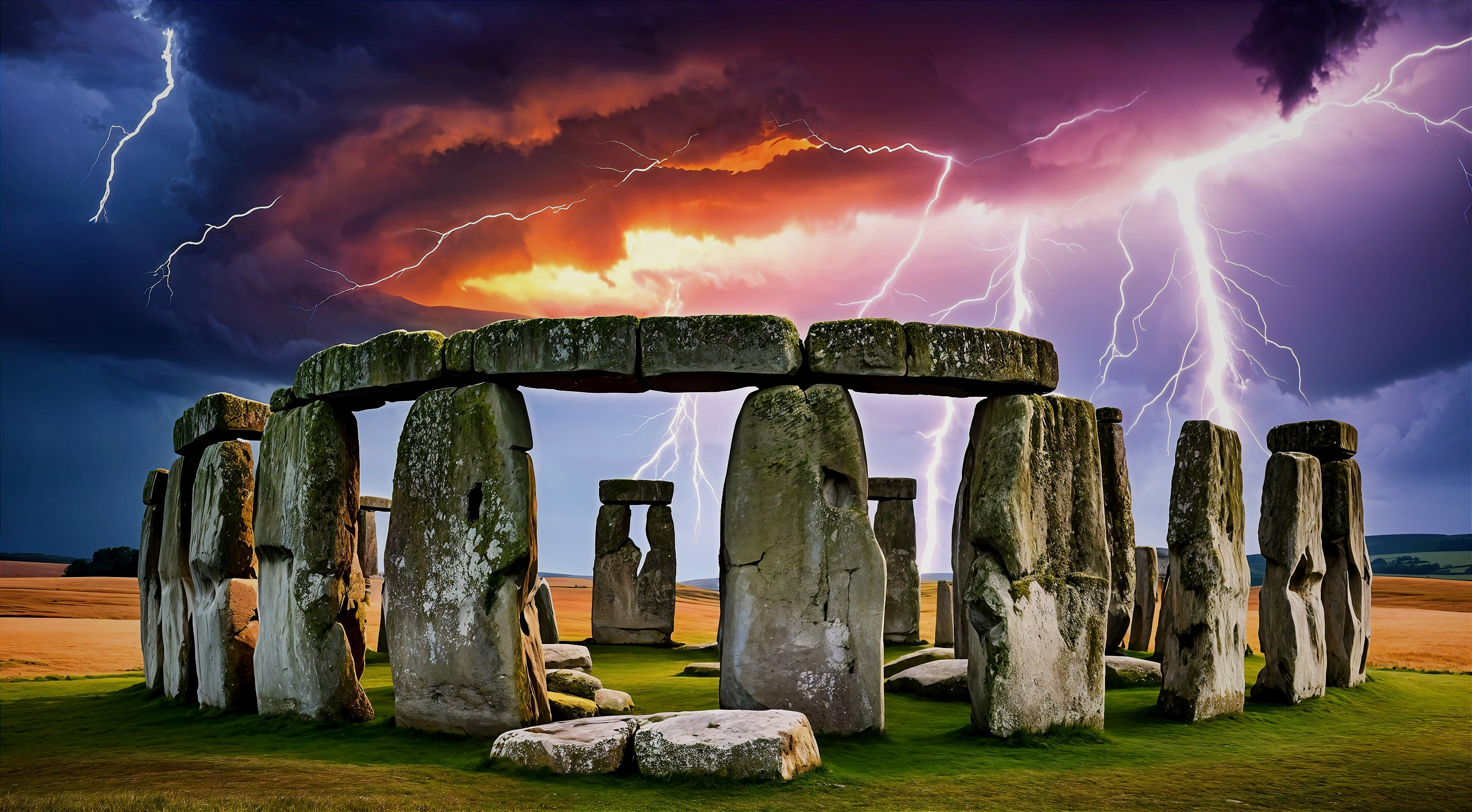 Stonehenge at Night Under Dramatic Stormy Skies