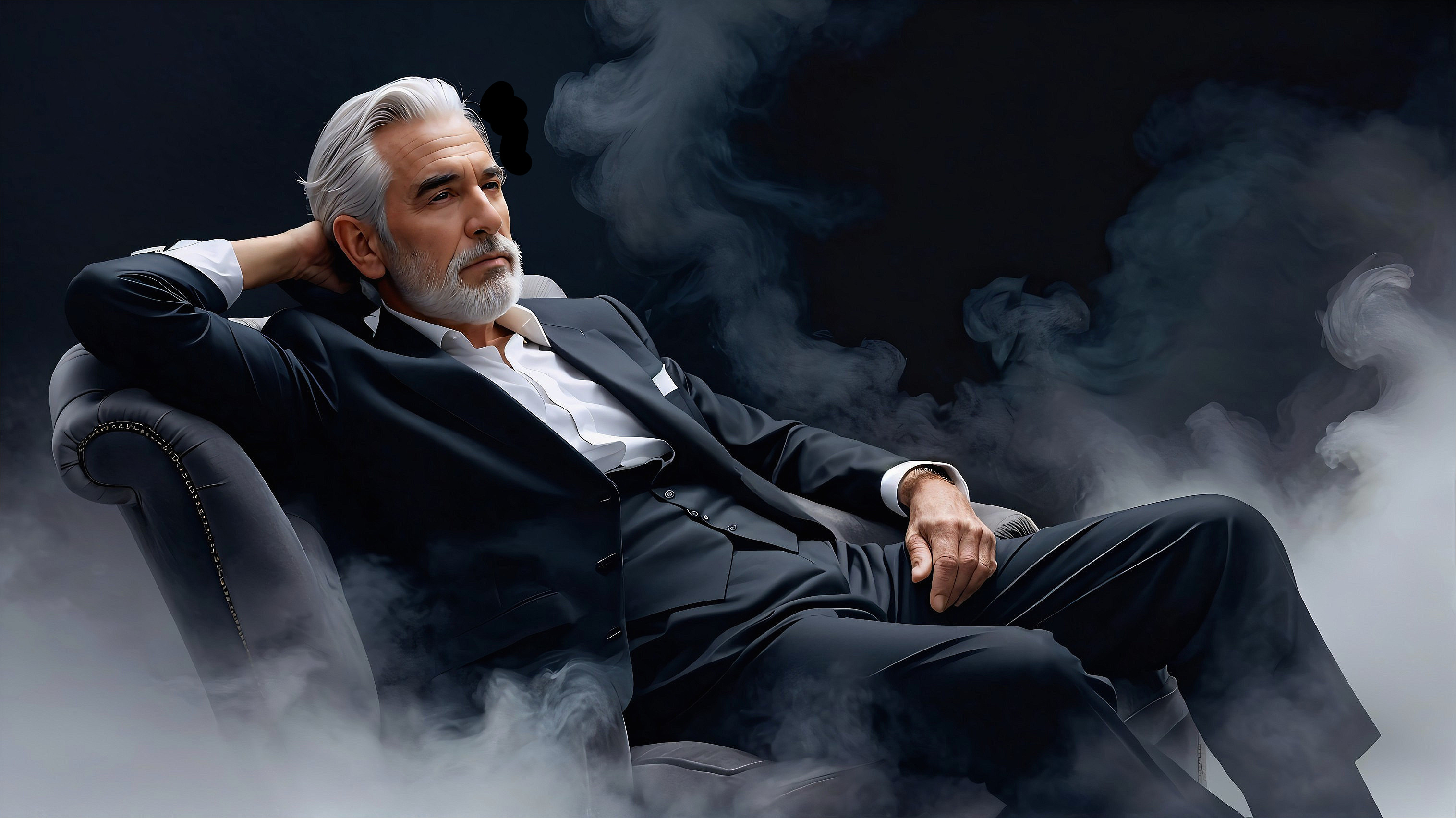 Sophisticated Older Man Relaxing in Stylish Suit