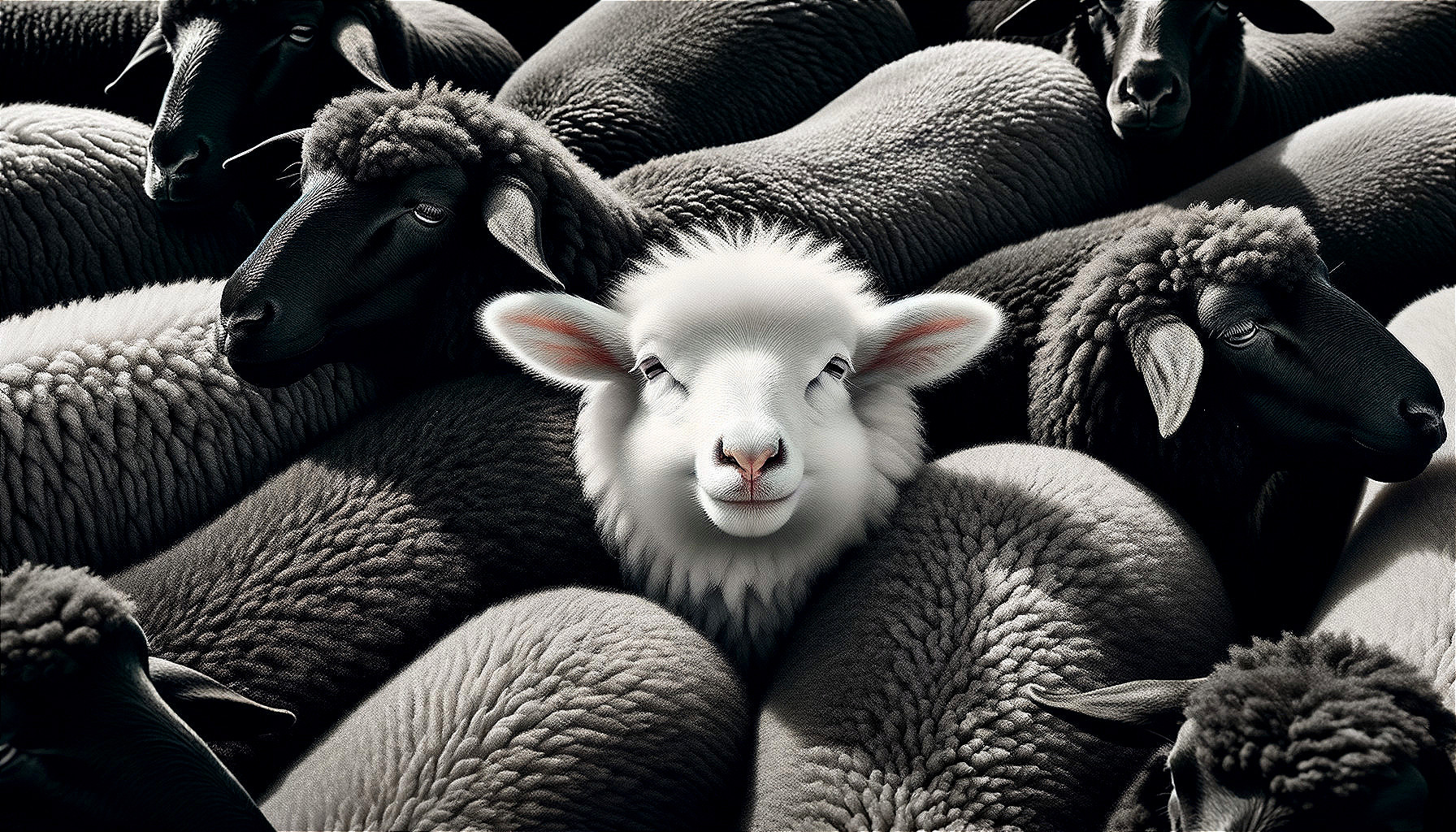 White Sheep Amongst a Flock of Black Sheep