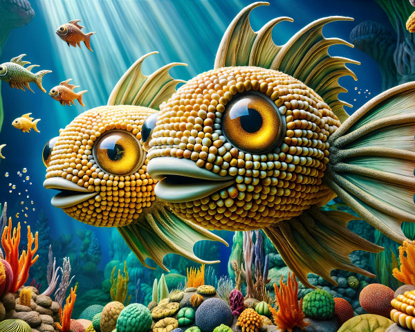 Vibrant Underwater Scene with Colorful Marine Life