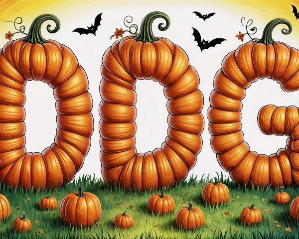 Children in Witch Costumes in Autumn Pumpkin Scene