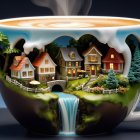 Intricately Designed Coffee Mug with Miniature Village