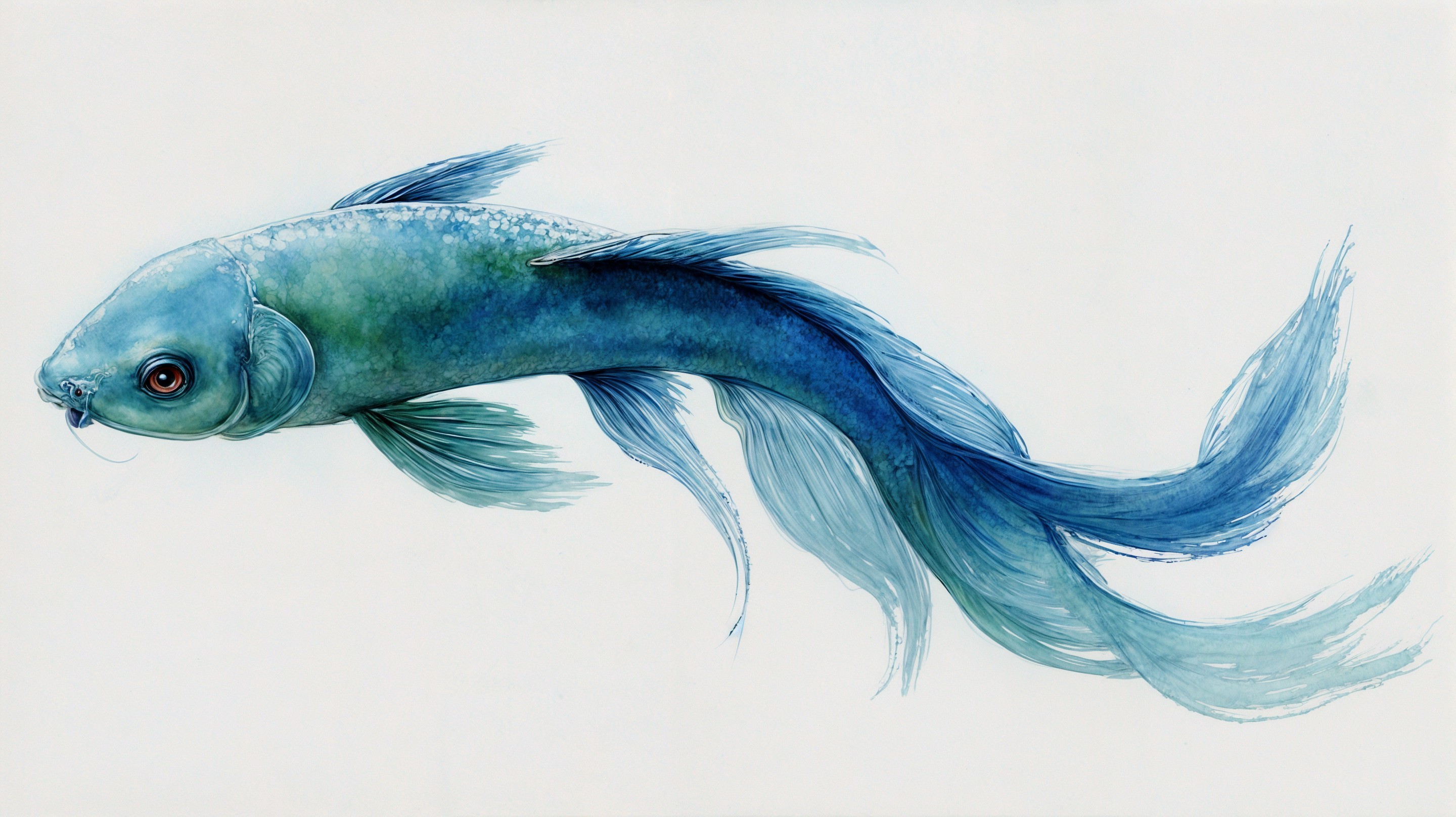 Illustrated Fish with Blue and Turquoise Colors