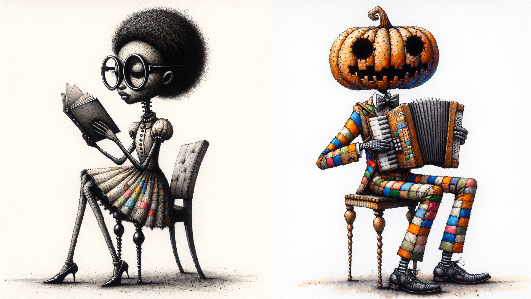 Whimsical Characters in Playful Illustration Scene