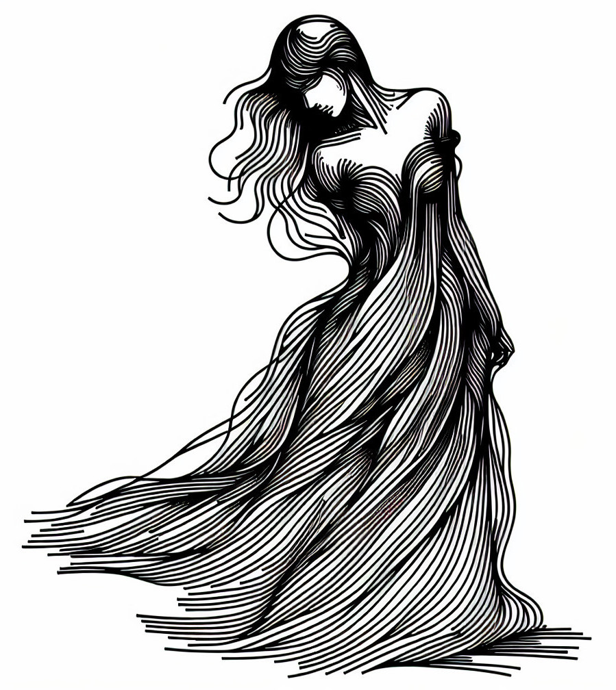 Abstract Figure of a Woman in Monochromatic Design