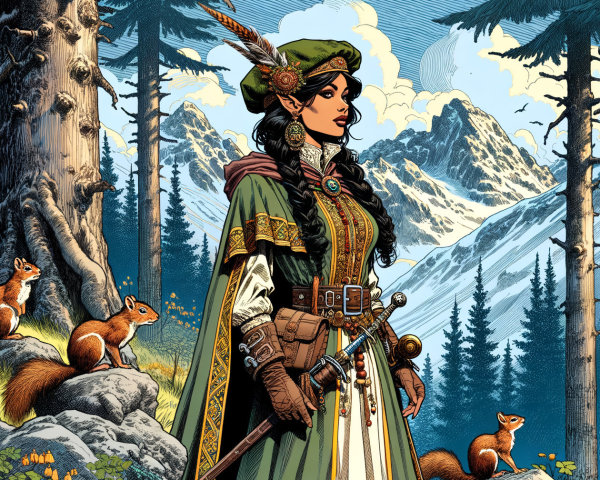 Regal Elven Warrior in Enchanted Forest Setting