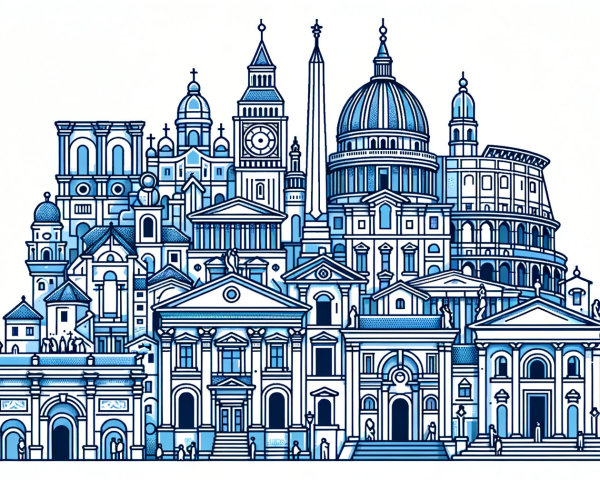 Illustrative Skyline of Iconic Architectural Landmarks