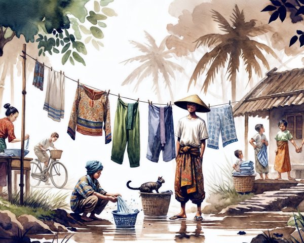 Serene Village Life with Nature and Community Activities