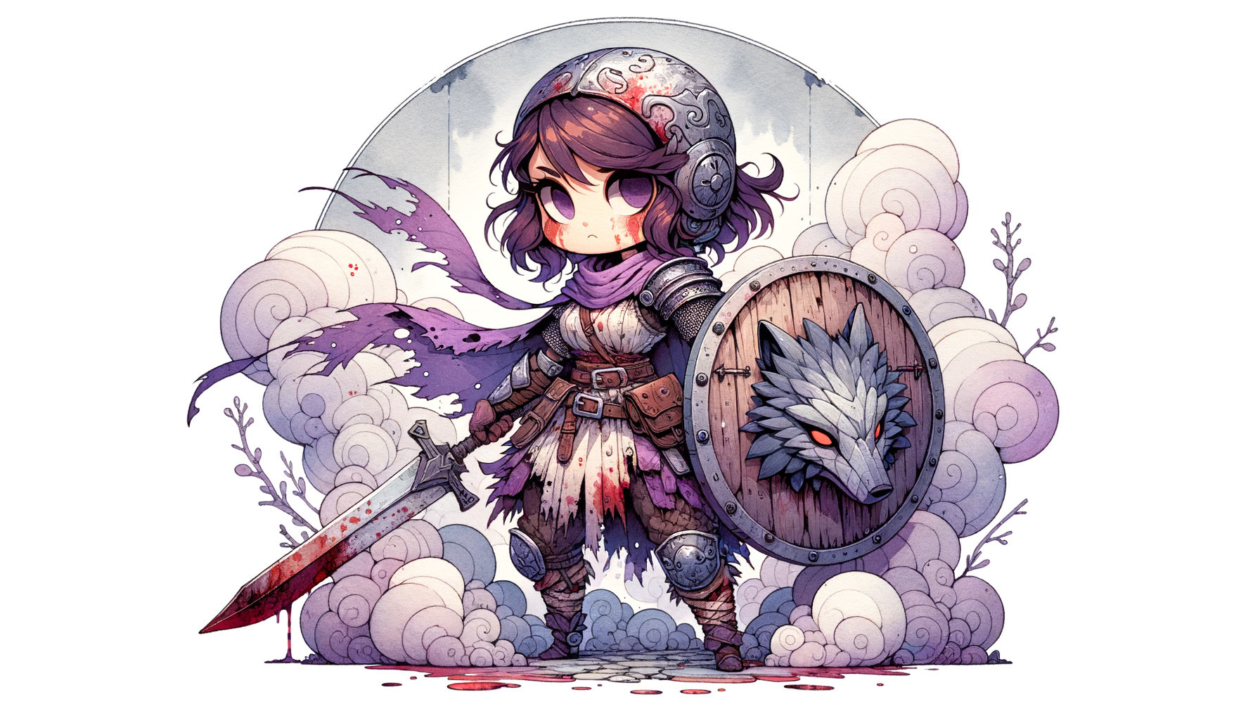 Fierce Warrior in Detailed Armor with Sword and Shield
