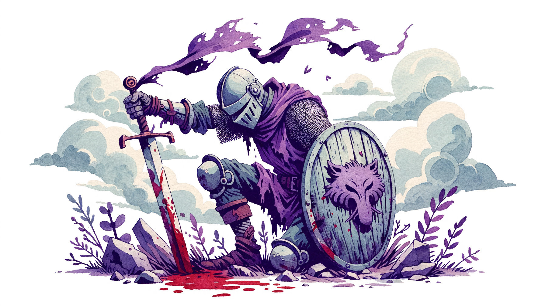 Medieval Knight in Armor with Sword and Shield