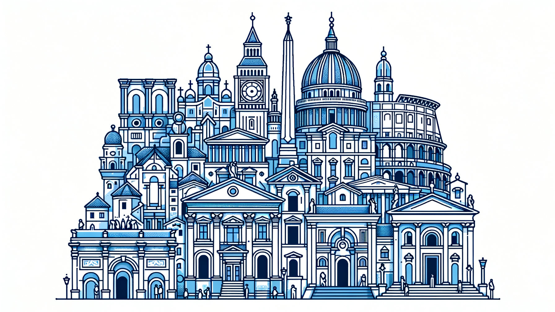 Illustrative Skyline of Iconic Architectural Landmarks