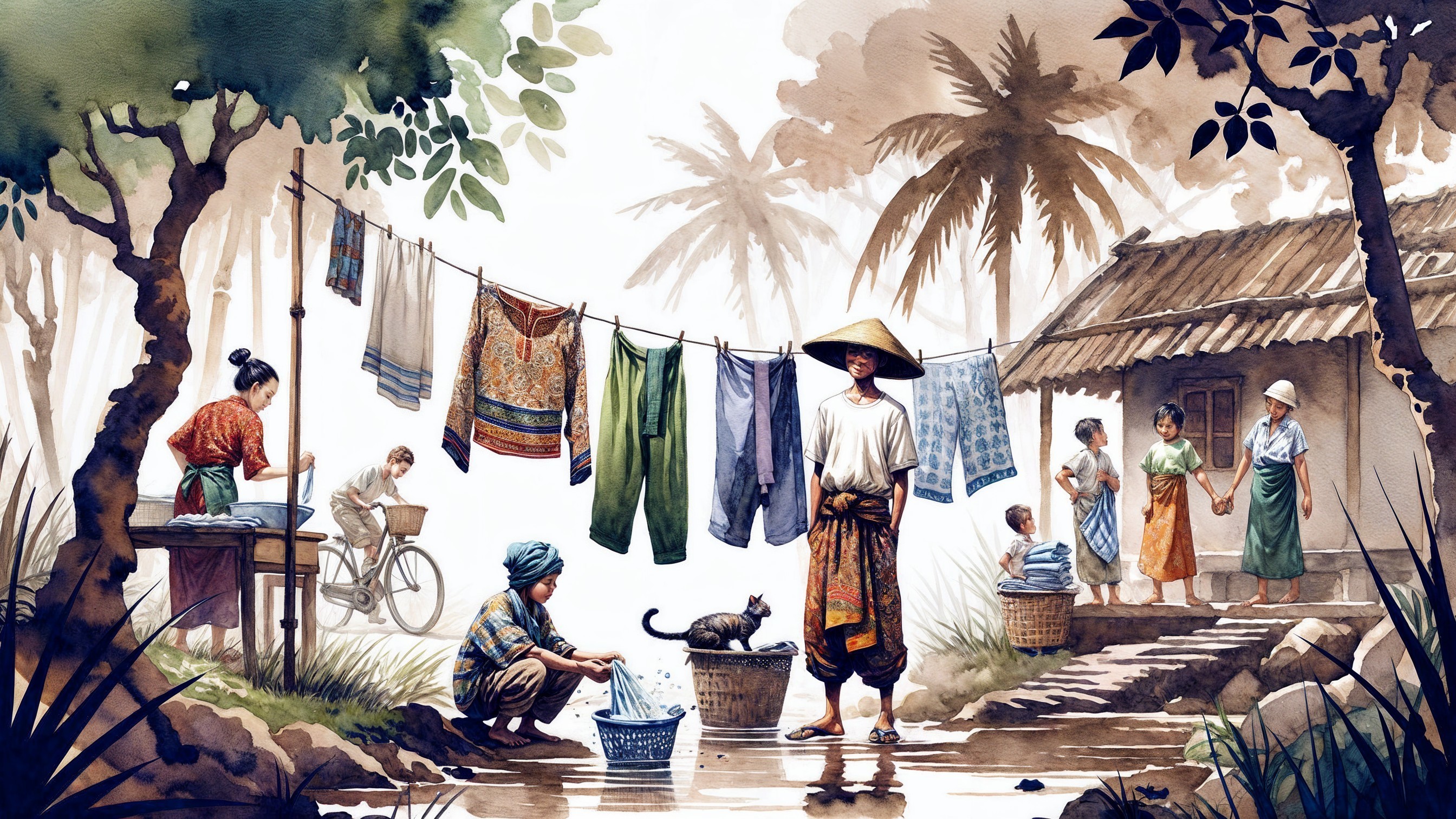 Serene Village Life with Nature and Community Activities