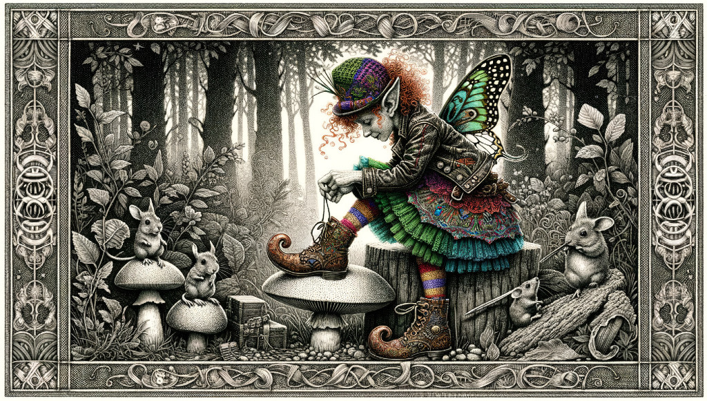 Whimsical Forest Scene with Girl and Fantasy Creatures