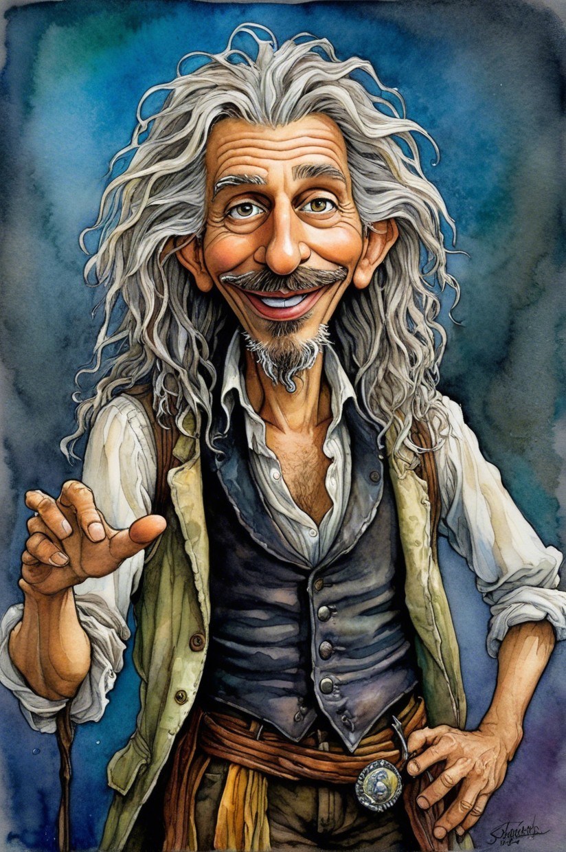 Whimsical Caricature of a Cheerful Older Man