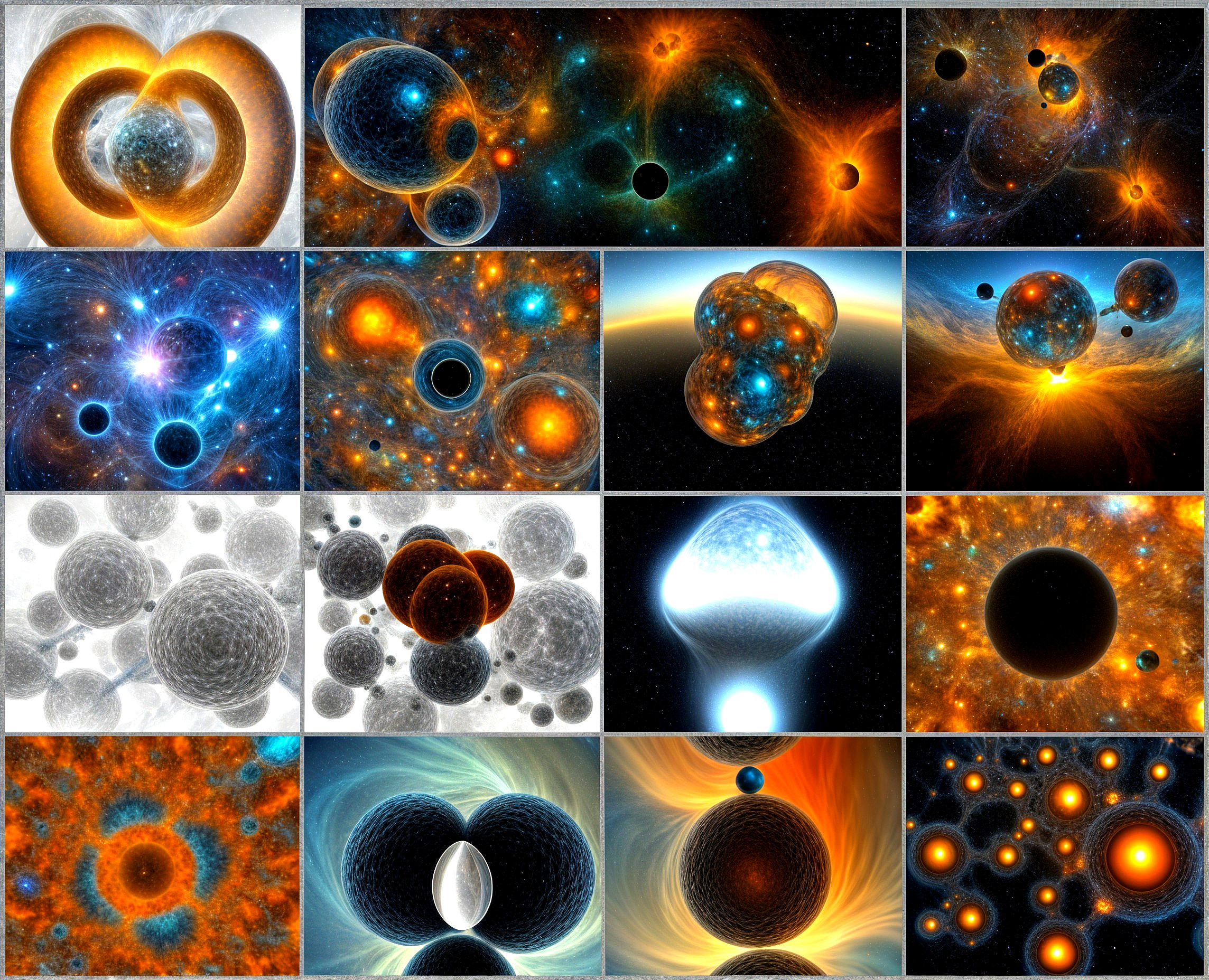 Cosmic Collage of Celestial Phenomena and Abstract Art