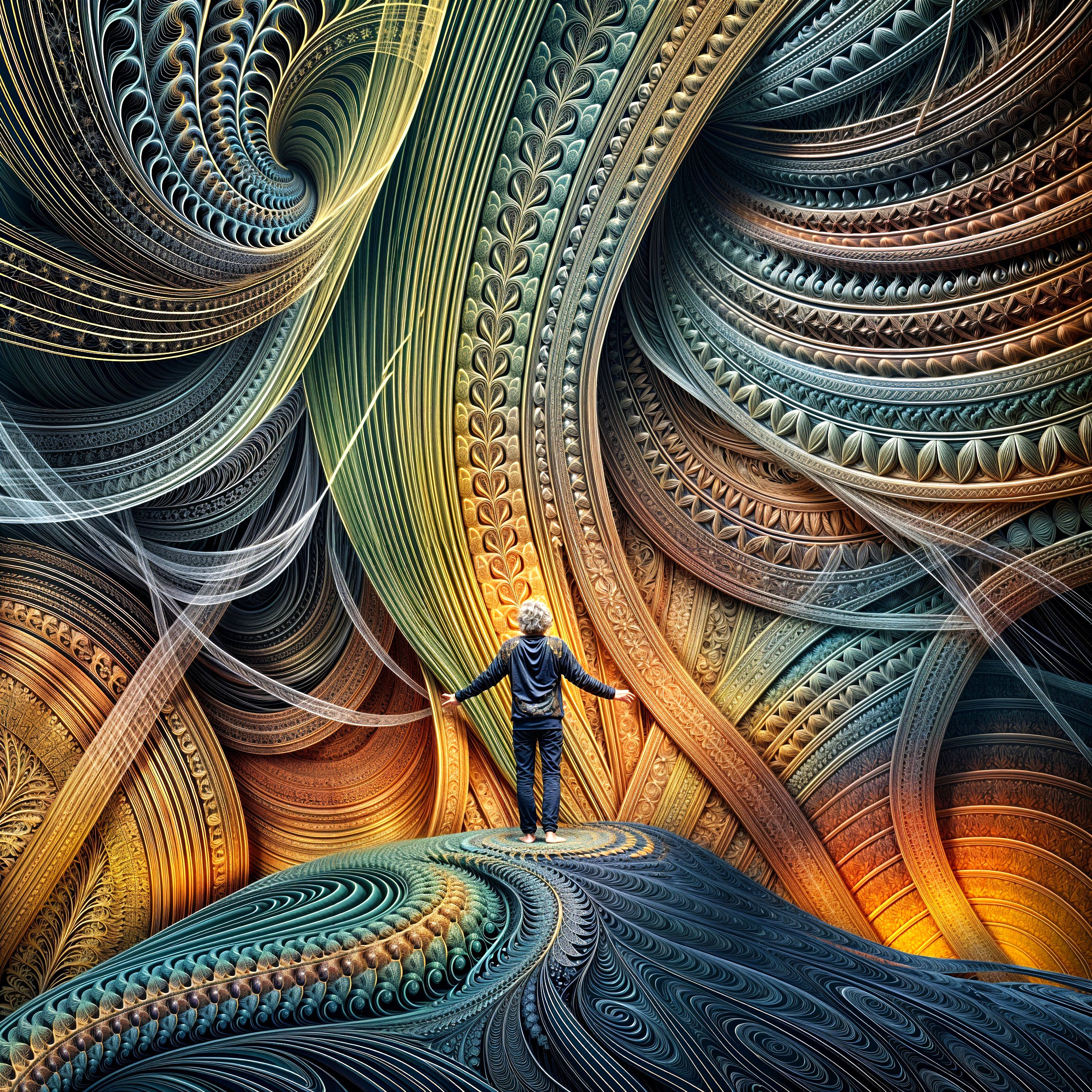 Surreal Landscape with Vibrant Patterns and Textures