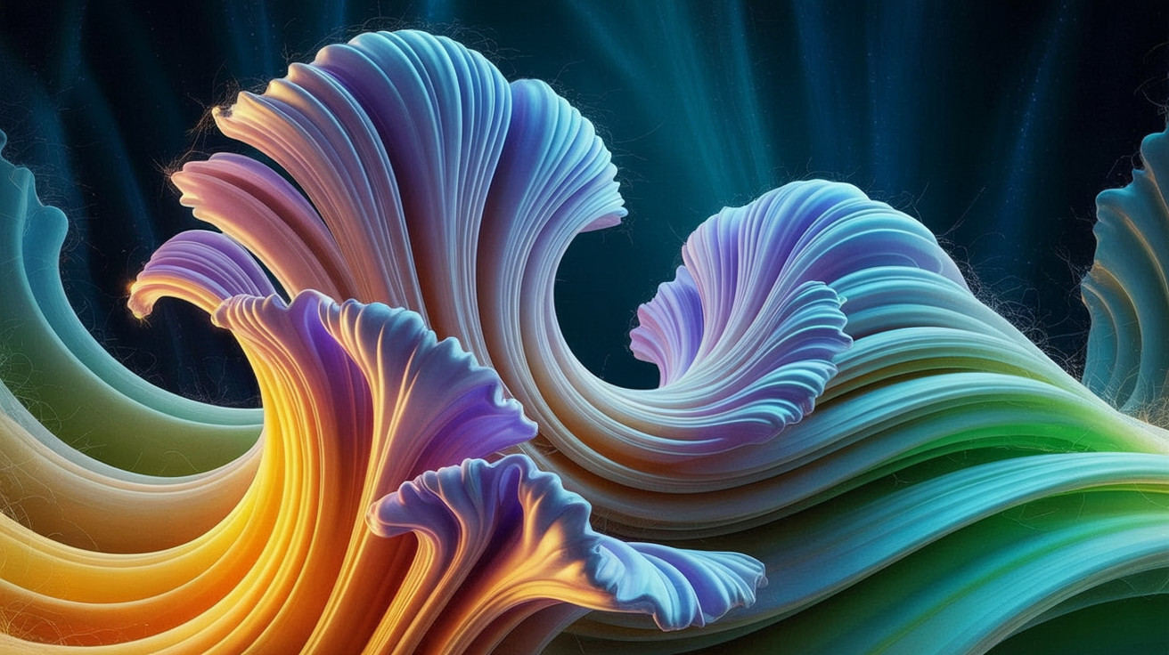 Vibrant Wave-Like Structures with Colorful Curves