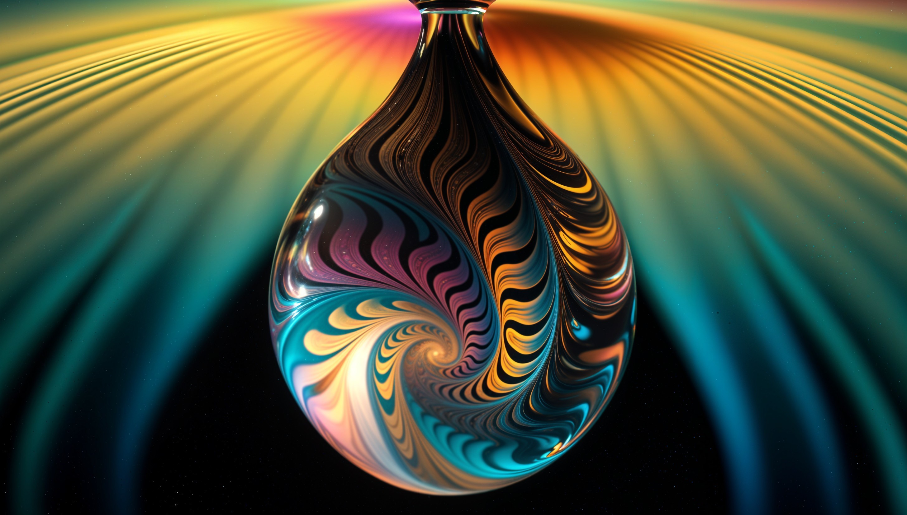 Vibrant Swirling Bubble with Intricate Patterns and Colors