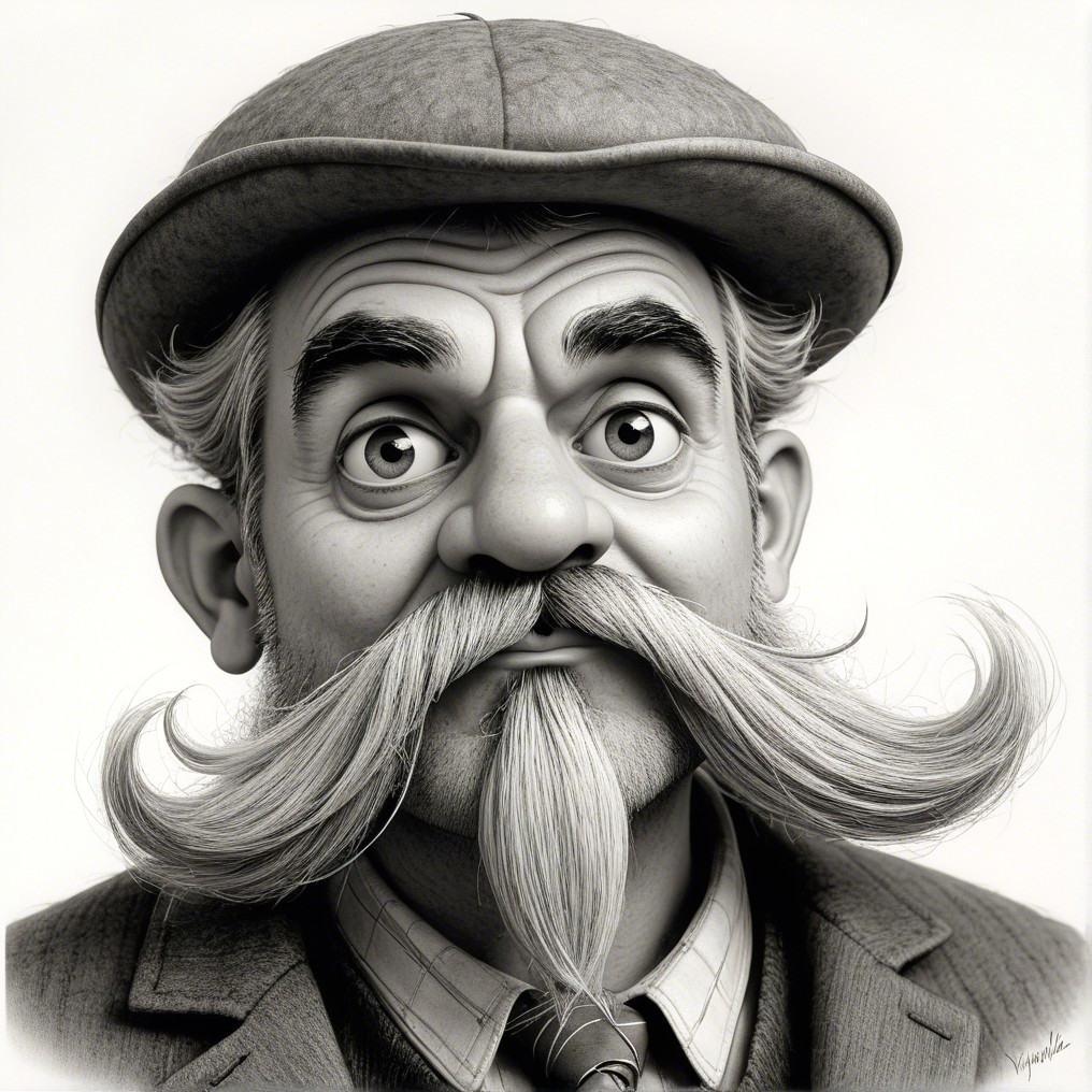 Whimsical Cartoon Character with Exaggerated Features