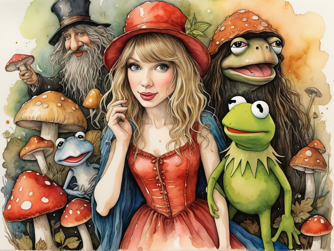 Whimsical Illustration of a Woman in a Red Dress