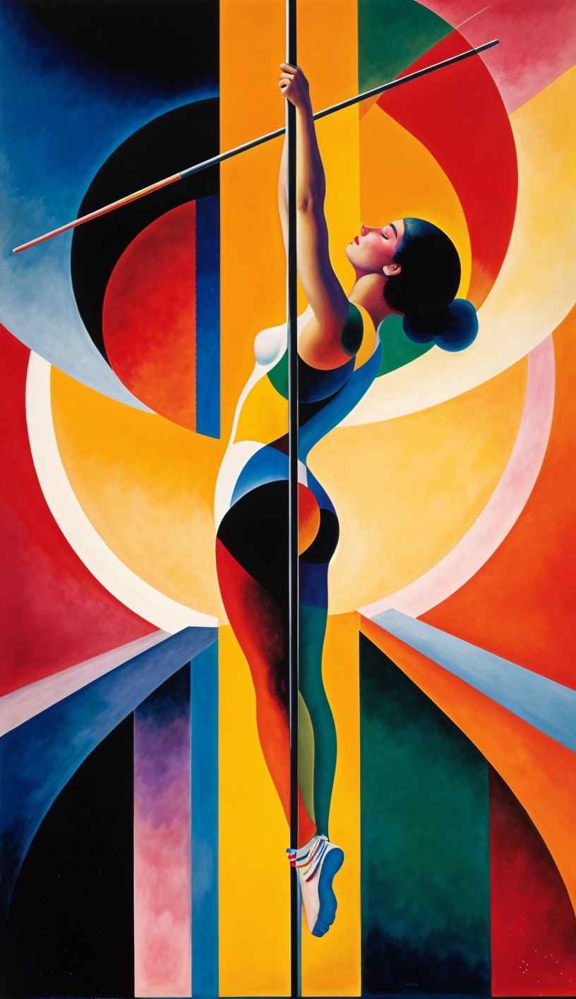 Abstract Painting of a Poised Figure with Bold Colors