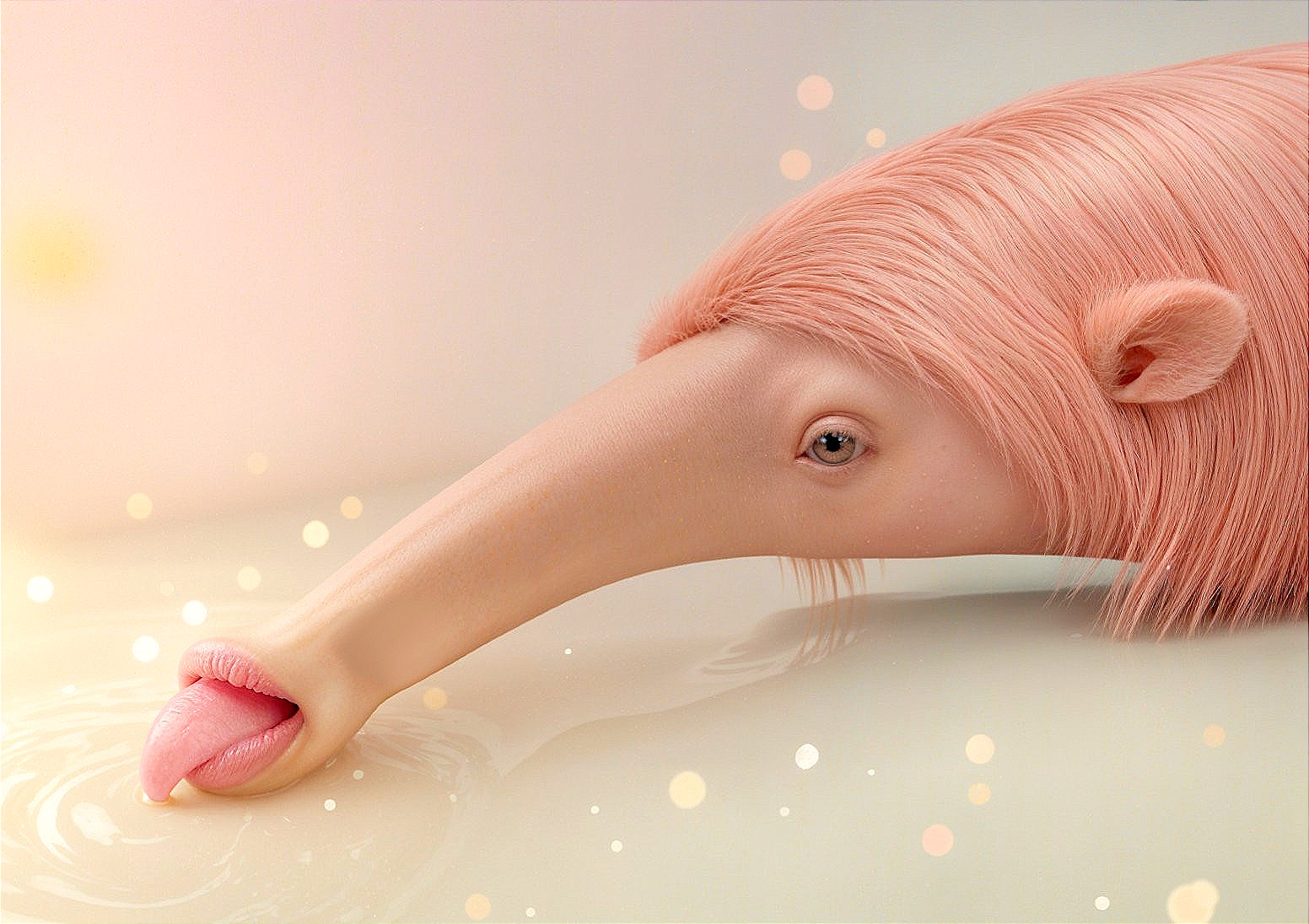 Surreal Creature with Anteater Features and Dreamlike Aesthetic
