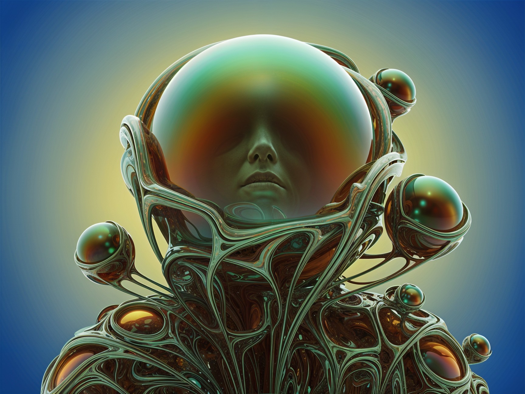 Futuristic Abstract Astronaut with Liquid Metal Elements