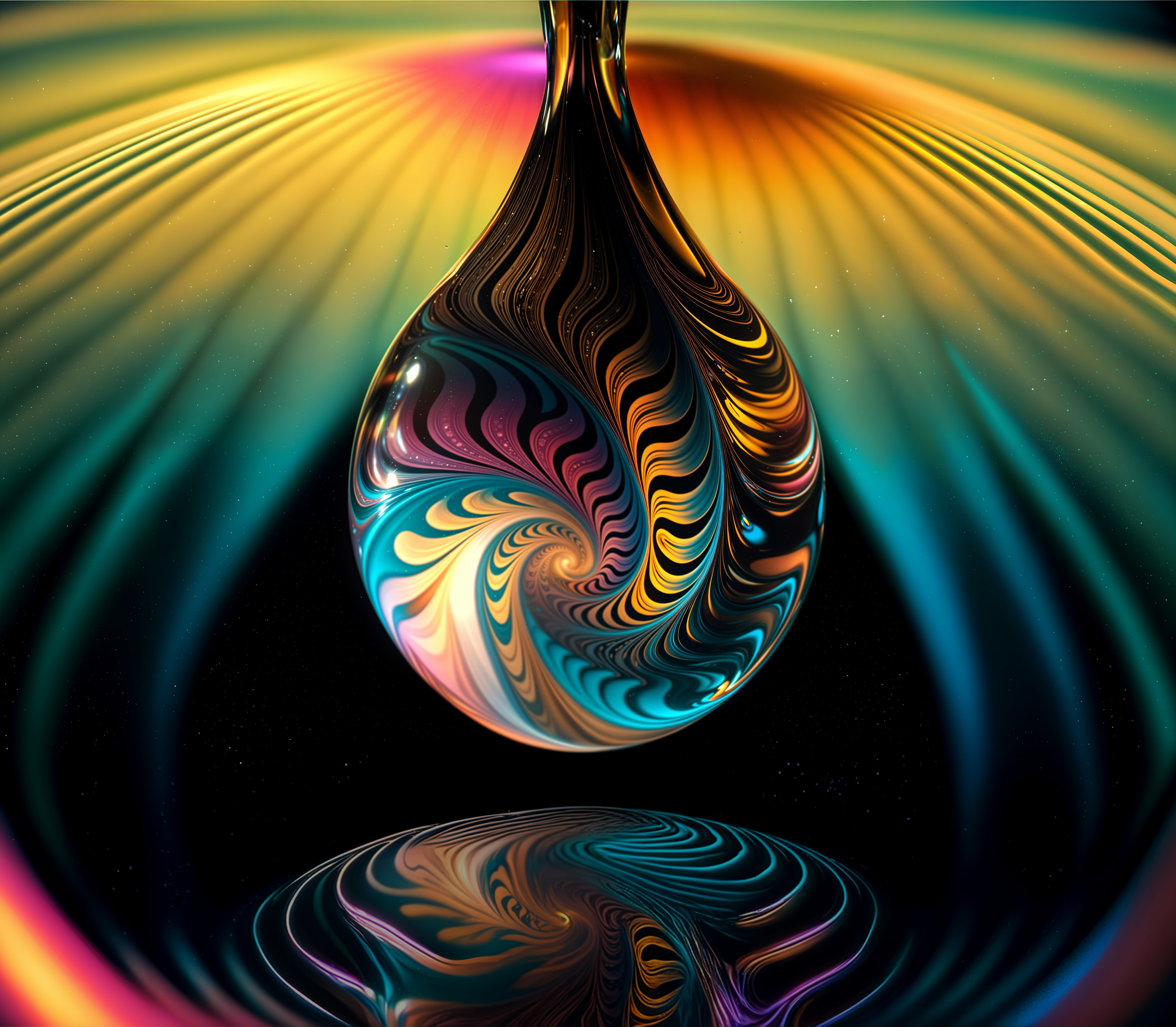 Vibrant Colorful Droplet in Celestial Setting