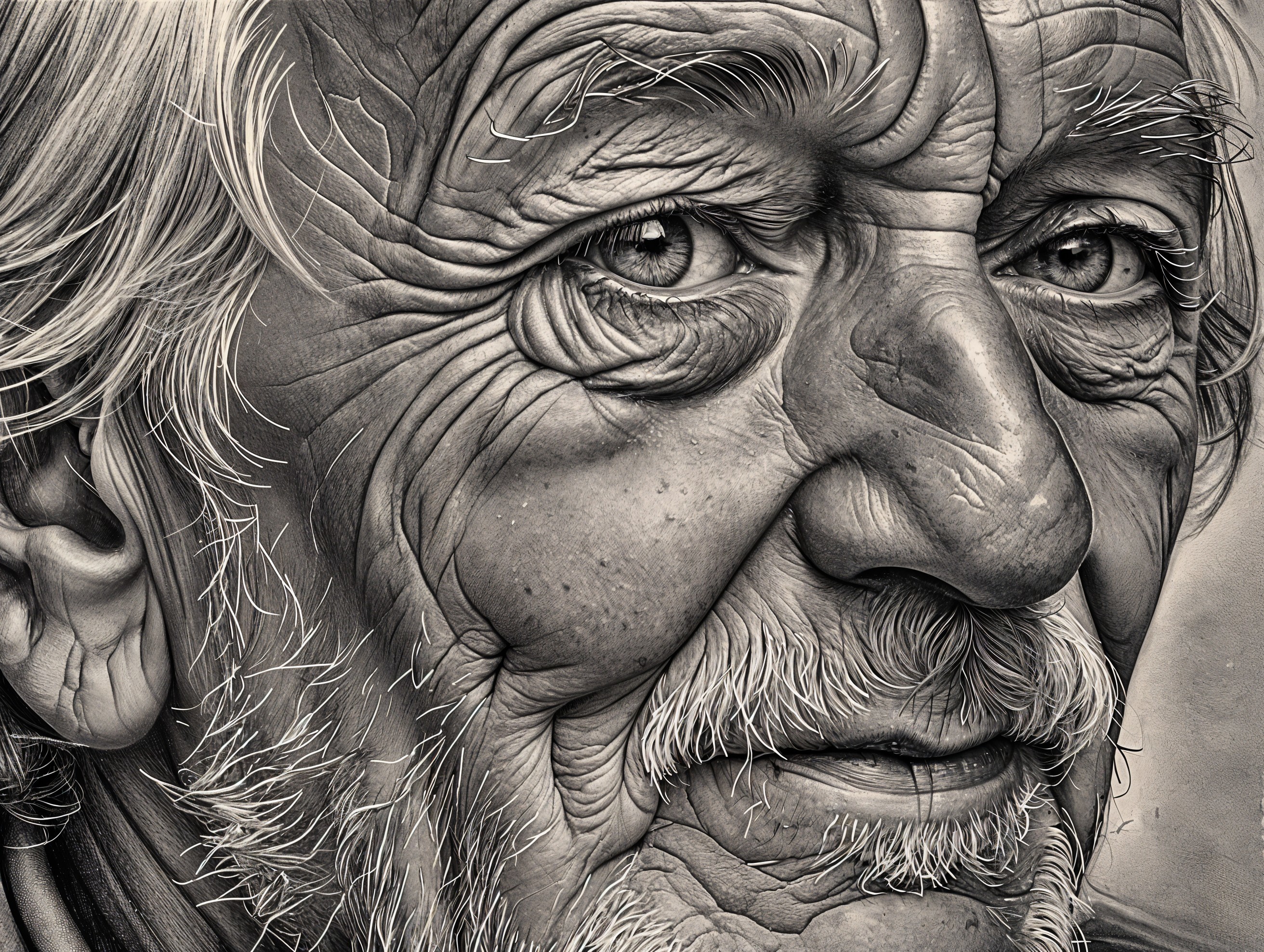 Elderly Man's Portrait Showcasing Weathered Features