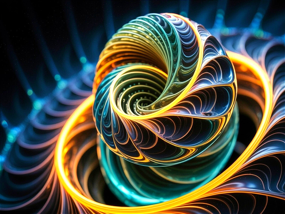 Abstract Fractal Design with Spiraling Color Patterns