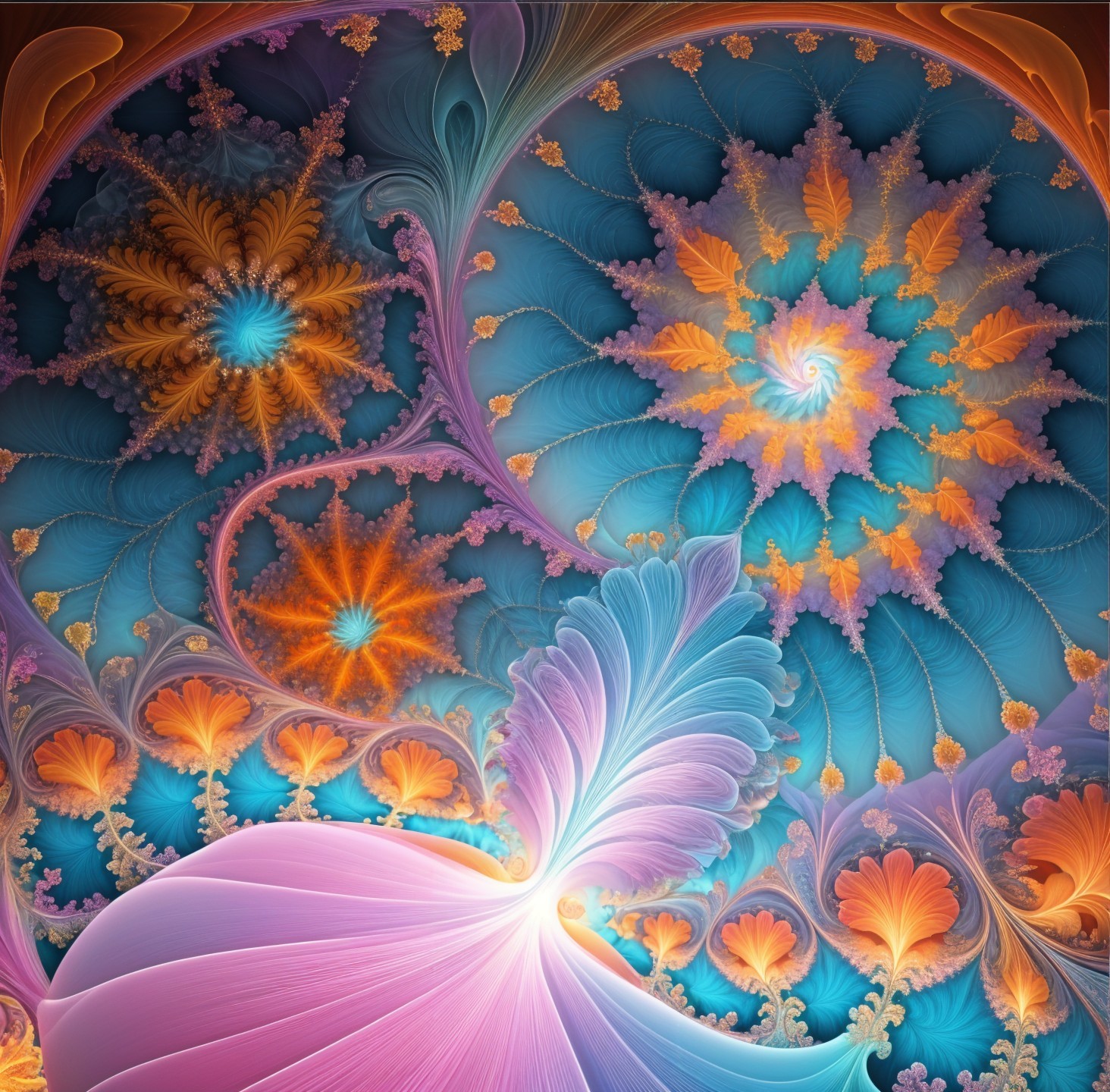 Intricate Fractal Pattern with Underwater Garden Aesthetic