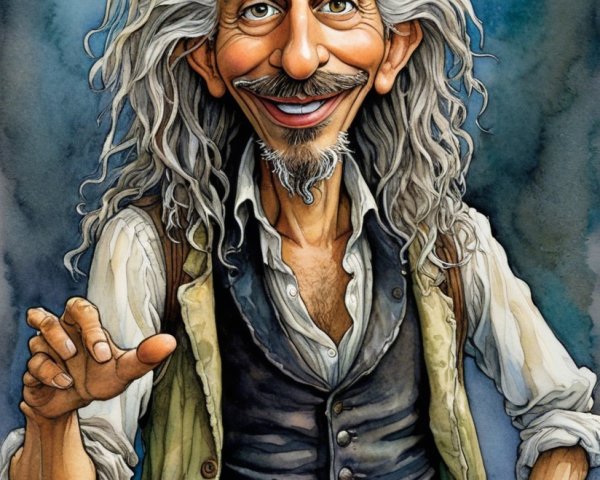Whimsical Caricature of a Cheerful Older Man