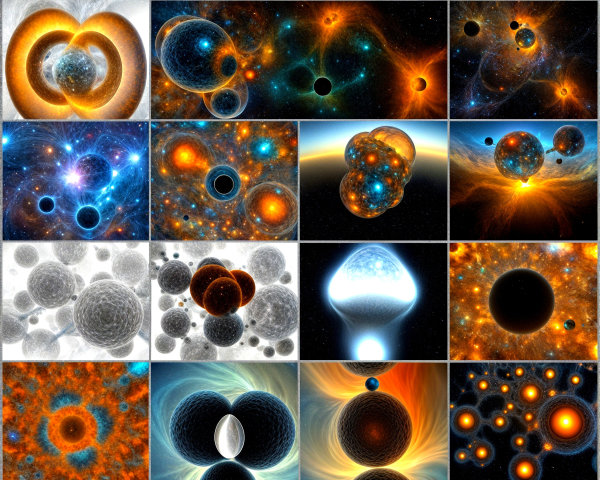 Cosmic Collage of Celestial Phenomena and Abstract Art