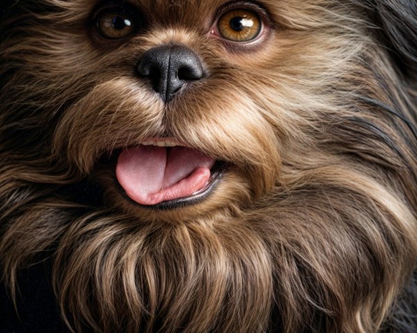 Fluffy Dog with Dark Fur and Playful Personality