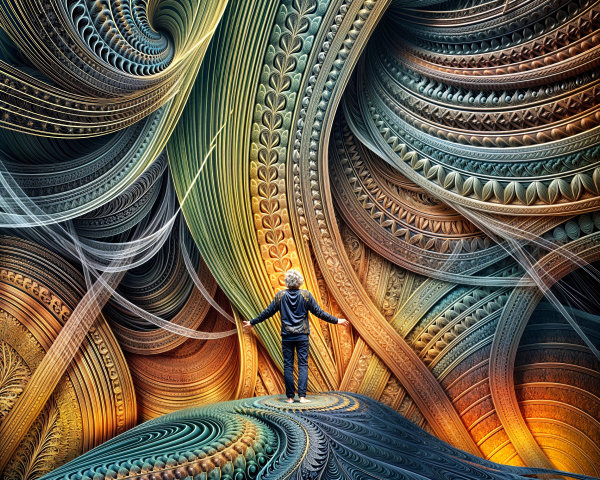 Surreal Landscape with Vibrant Patterns and Textures