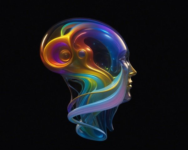Ethereal Human Head Profile in Vibrant Colors
