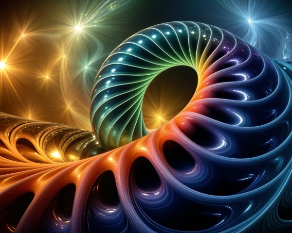 Colorful 3D Spiral with Vibrant Hues and Stars