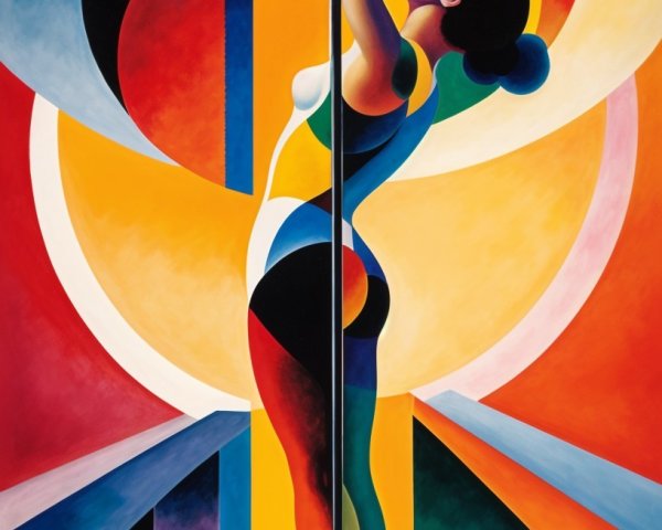 Abstract Painting of a Poised Figure with Bold Colors