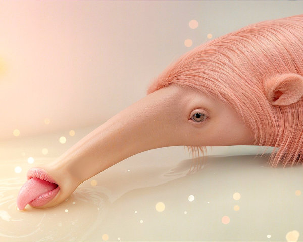 Surreal Creature with Anteater Features and Dreamlike Aesthetic