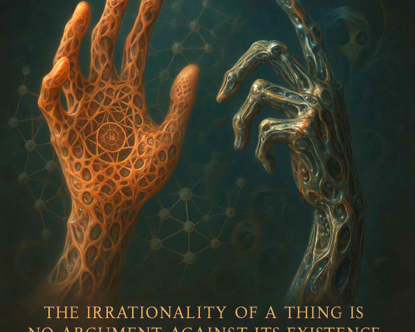 Surreal Hands with Geometric Patterns in Dark Setting